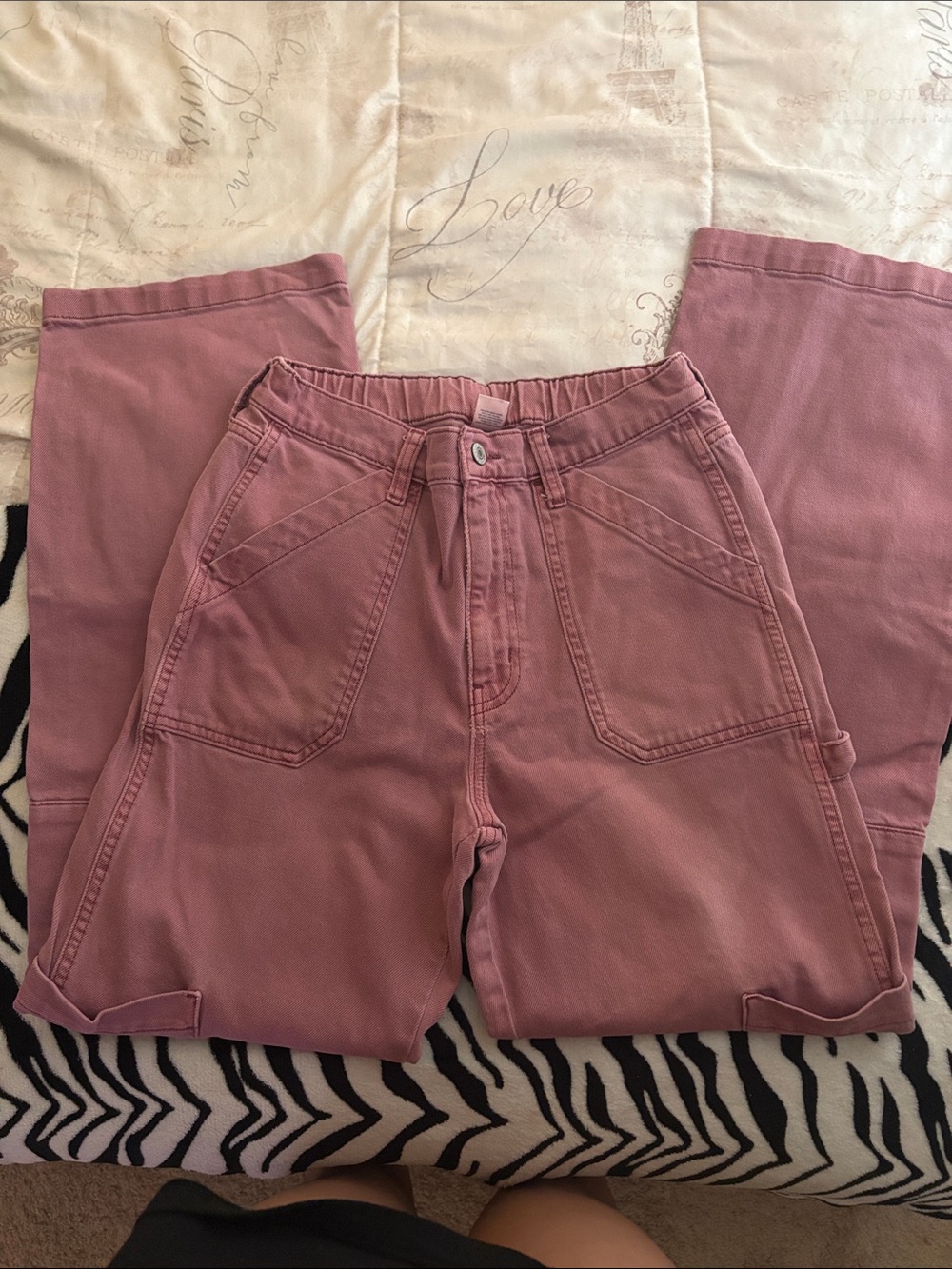 Arizona Jean Company Rose Pink Wide Leg Carpenter Jeans